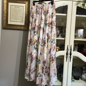Chic Wish long summer skirt - cream and floral